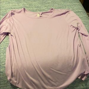 Fabletics purple long sleeve shirt with open back